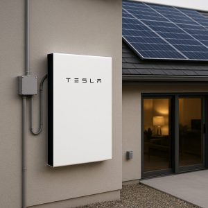Batterie solaire Tesla Powerwall installée sur une maison